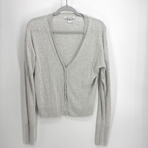 Athleta Lightweight Cardigan Women's Medium Fog Gray Heather V Neck Button Up
